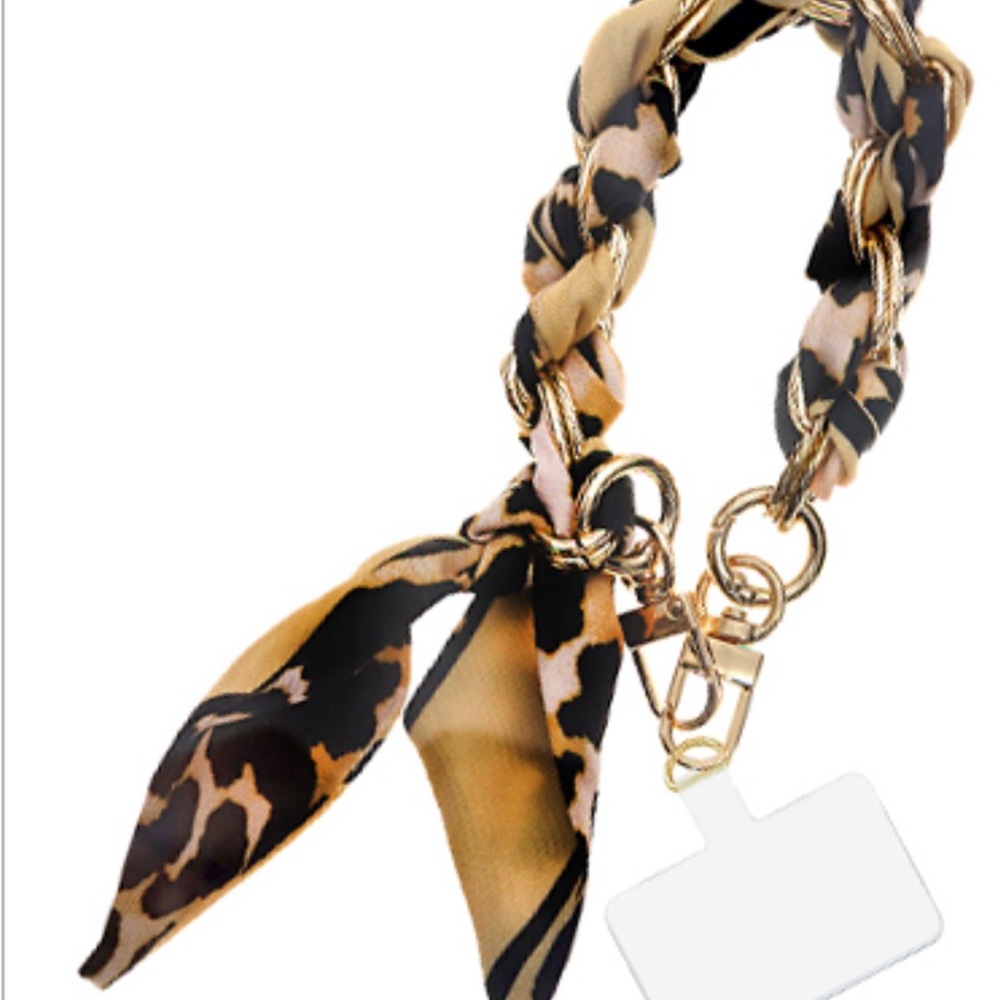 Scarf phone/key chain Leopard print FITS ANY PHONE.  Stop losing your phone